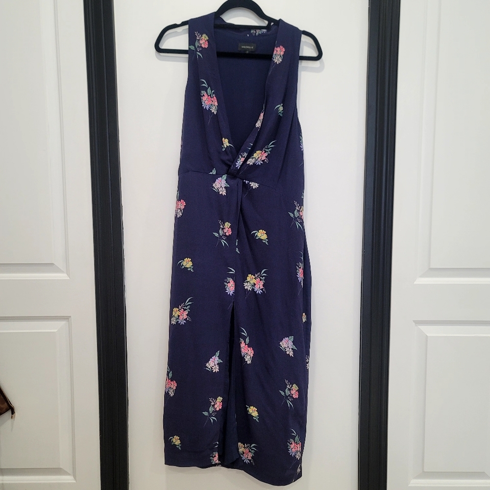 MAJORELLE Copacabana  Midi dress Navy And Floral Print Size Medium - Picture 13 of 14